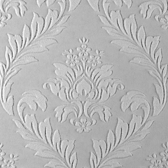 White Paintable Wallpaper Pattern: Damask
